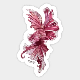 Maroon Watercolor Beta Fish Sticker